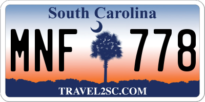SC license plate MNF778