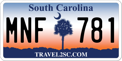SC license plate MNF781