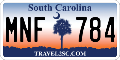 SC license plate MNF784