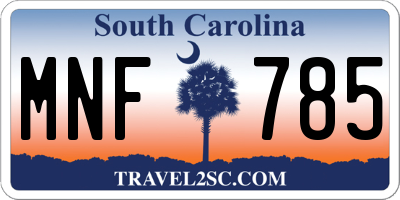 SC license plate MNF785