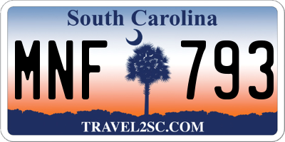 SC license plate MNF793