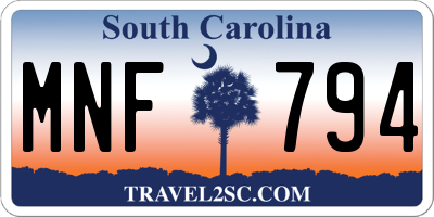 SC license plate MNF794