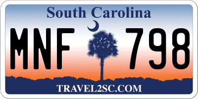 SC license plate MNF798