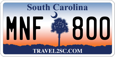 SC license plate MNF800