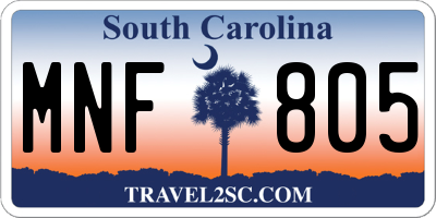SC license plate MNF805