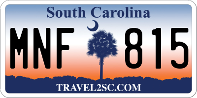 SC license plate MNF815