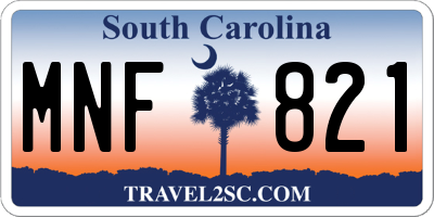 SC license plate MNF821