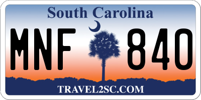 SC license plate MNF840