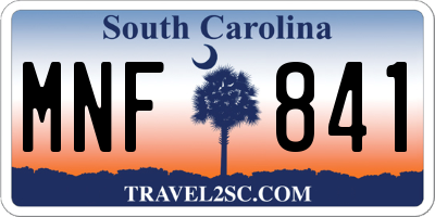 SC license plate MNF841
