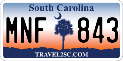 SC license plate MNF843