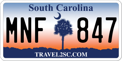 SC license plate MNF847