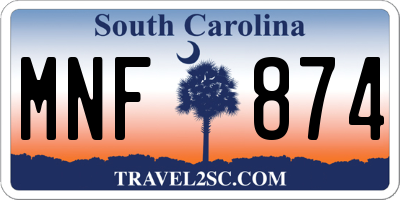SC license plate MNF874