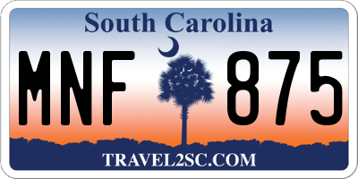 SC license plate MNF875
