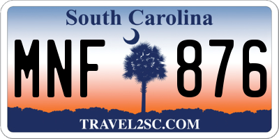 SC license plate MNF876