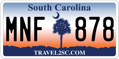SC license plate MNF878