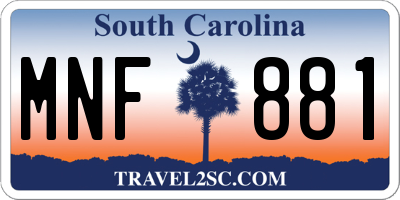 SC license plate MNF881