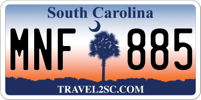 SC license plate MNF885