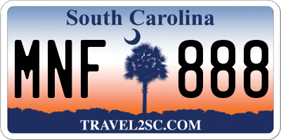SC license plate MNF888