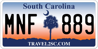SC license plate MNF889