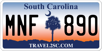 SC license plate MNF890