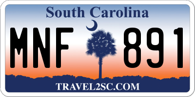 SC license plate MNF891