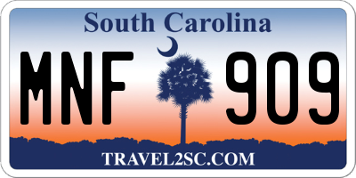 SC license plate MNF909