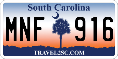 SC license plate MNF916