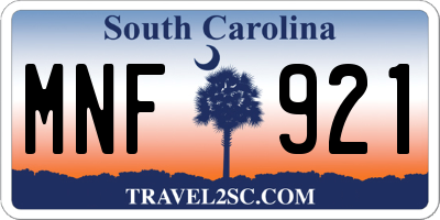 SC license plate MNF921