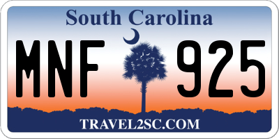 SC license plate MNF925