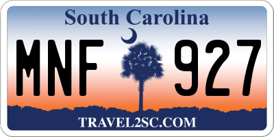 SC license plate MNF927