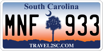 SC license plate MNF933