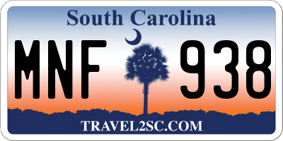 SC license plate MNF938