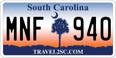 SC license plate MNF940