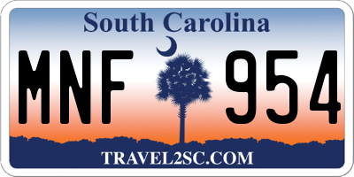 SC license plate MNF954