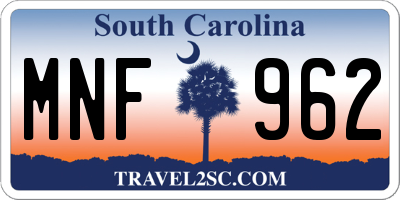 SC license plate MNF962