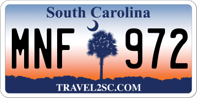 SC license plate MNF972