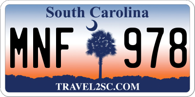 SC license plate MNF978