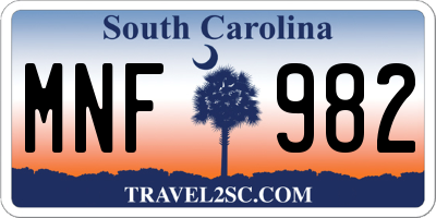 SC license plate MNF982