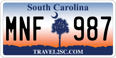 SC license plate MNF987