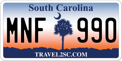 SC license plate MNF990