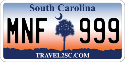 SC license plate MNF999