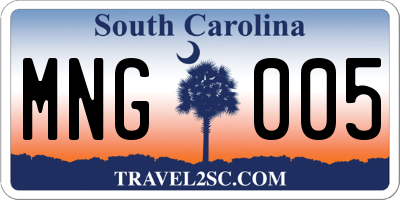 SC license plate MNG005