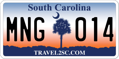 SC license plate MNG014