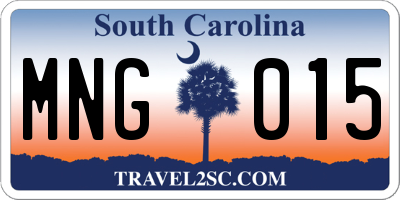 SC license plate MNG015