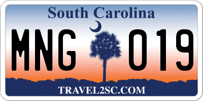 SC license plate MNG019