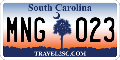 SC license plate MNG023