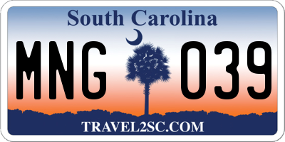 SC license plate MNG039
