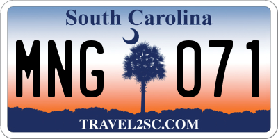 SC license plate MNG071
