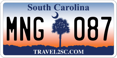 SC license plate MNG087