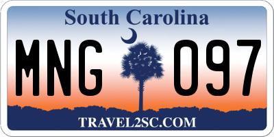 SC license plate MNG097